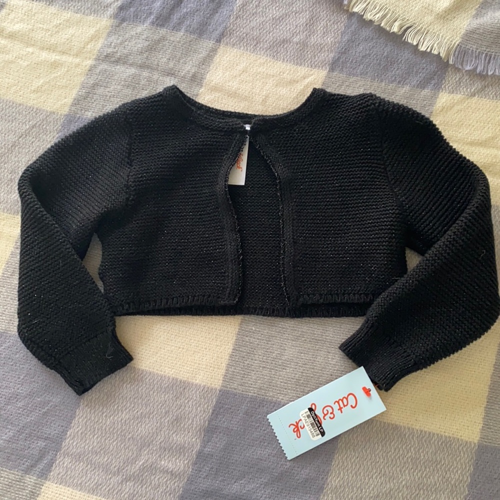 Cat & Jack Black Sparkly Knit Cardigan Cover